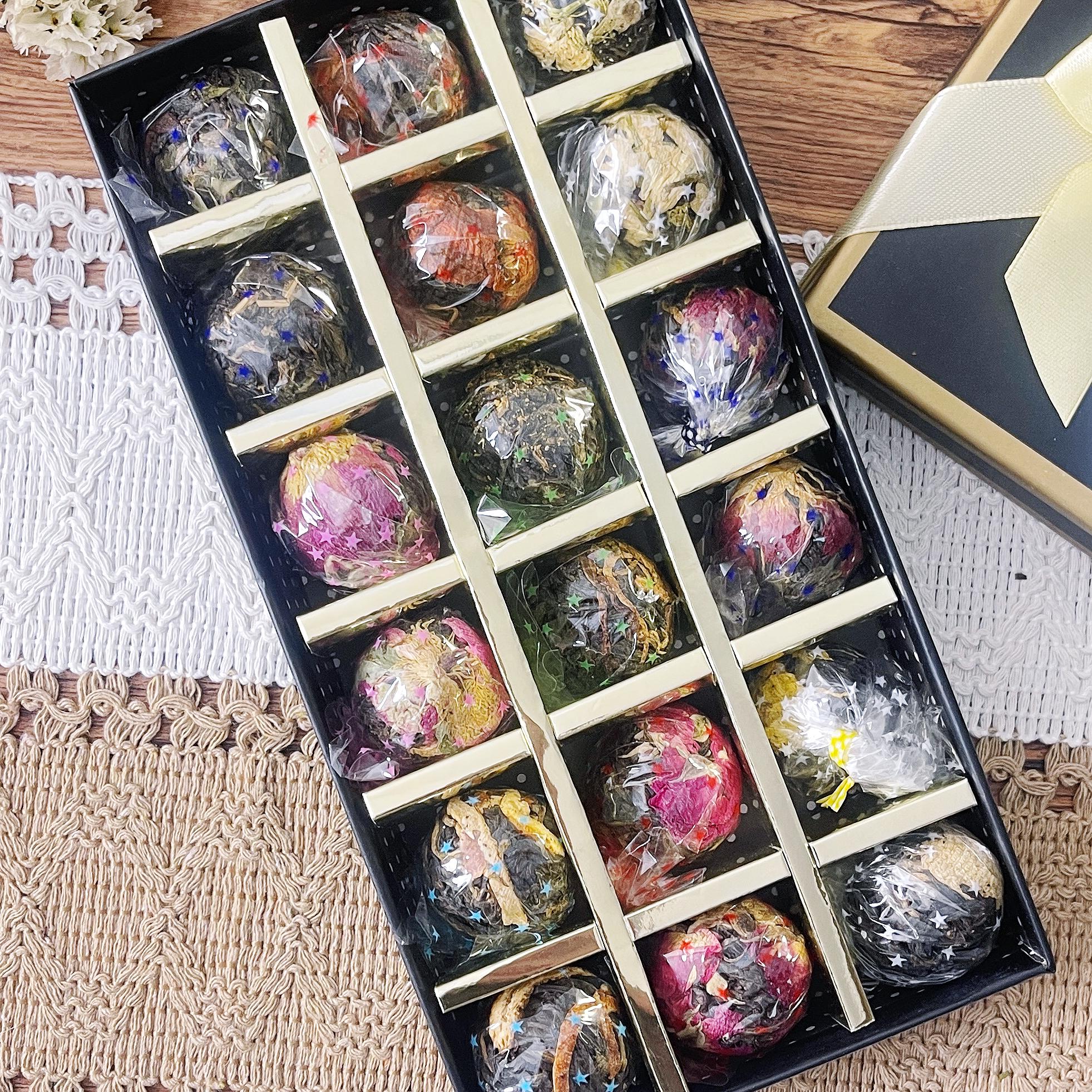 11-Flavor Artisan Blooming Tea Gift Set - 18 Hand-Tied Flower Tea Balls, Luxury Loose Leaf Black Tea, Wedding Favors, Birthday Present