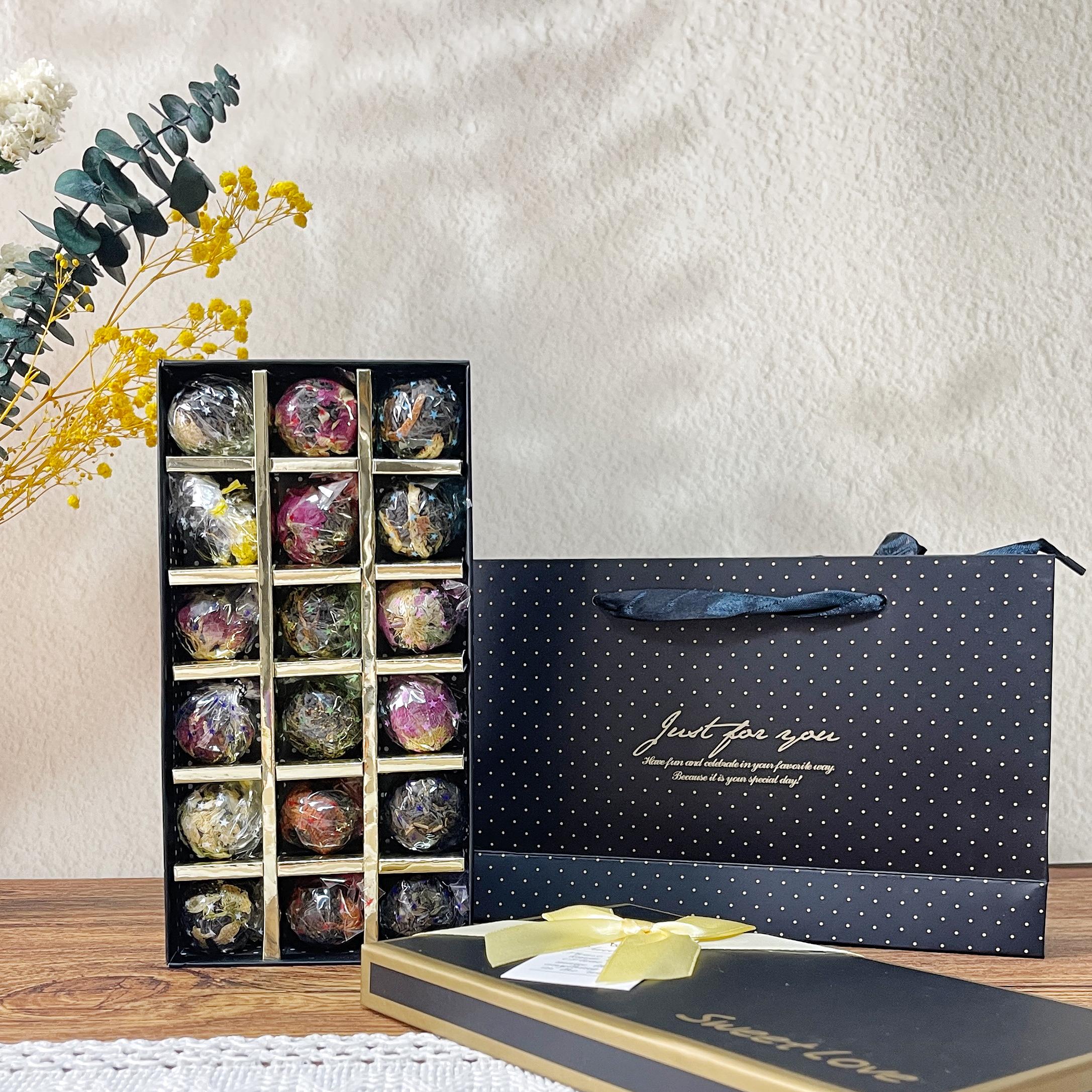 11-Flavor Artisan Blooming Tea Gift Set - 18 Hand-Tied Flower Tea Balls, Luxury Loose Leaf Black Tea, Wedding Favors, Birthday Present